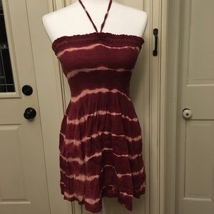 Brown and cream tie dye stretch dress